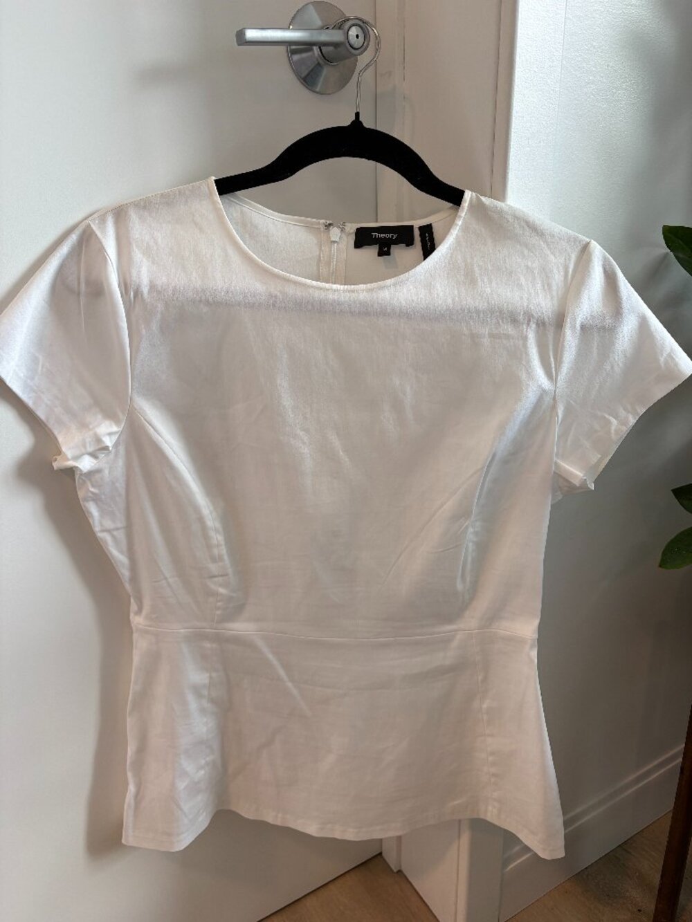 Theory Carrion H White Peplum Top NWOT